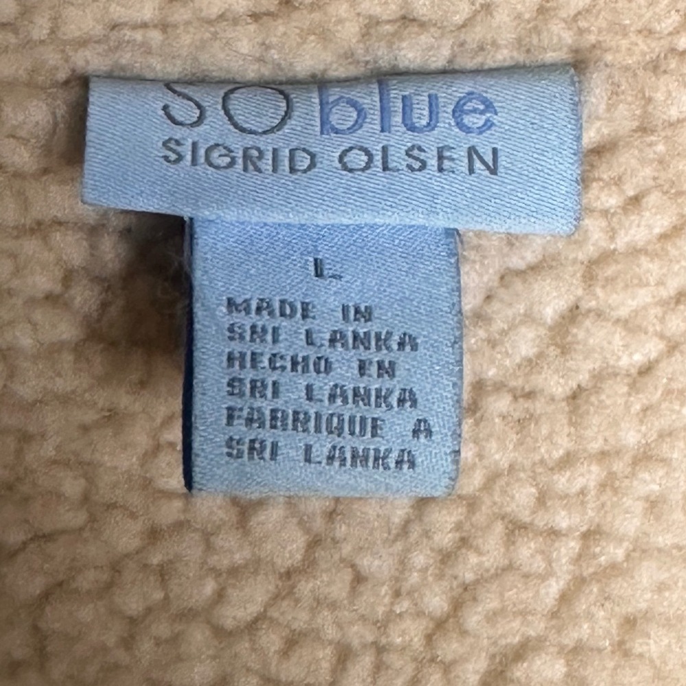 Sigrid Olsen Faux Suede Sherpa Coat Tan Large Y2K Boho - Picture 8 of 15